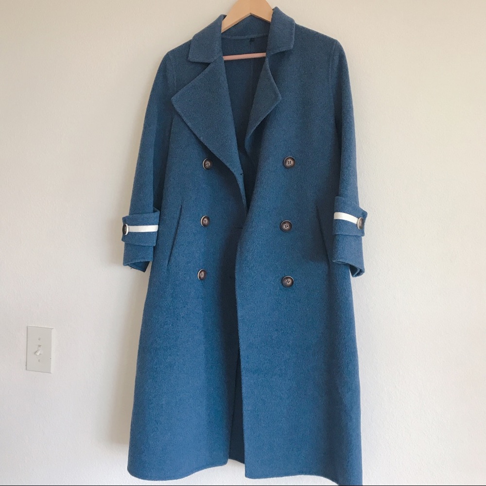 Premium Alpaca Wool Coat Blue XS to S